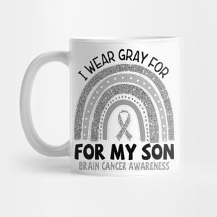 Brain Cancer Awareness, I wear gray for my Son, Gray Ribbon Mug